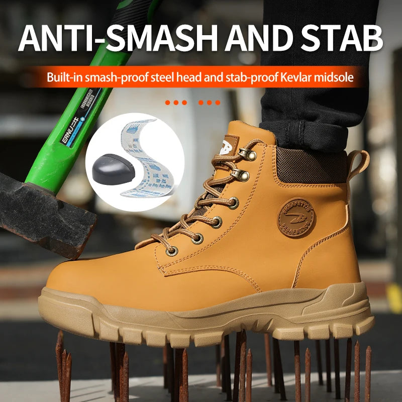 Zapatos con puntera de acero para hombre y mujer, zapatillas ligeras con puntera de acero antiaplastamiento, botas de trabajo indestructibles, calzado de seguridad para la construcción.