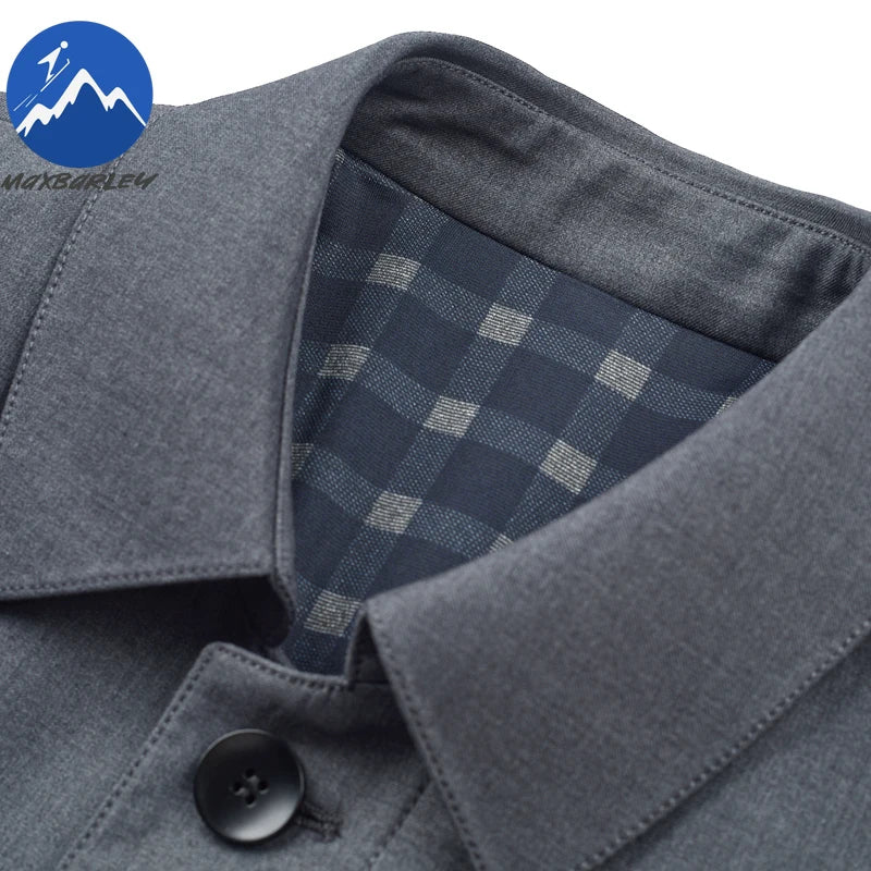 Gabardina coreana Maxbarley para hombre, otoño 2025, estilo casual de negocios, cortavientos, abrigo largo de estilo urbano.