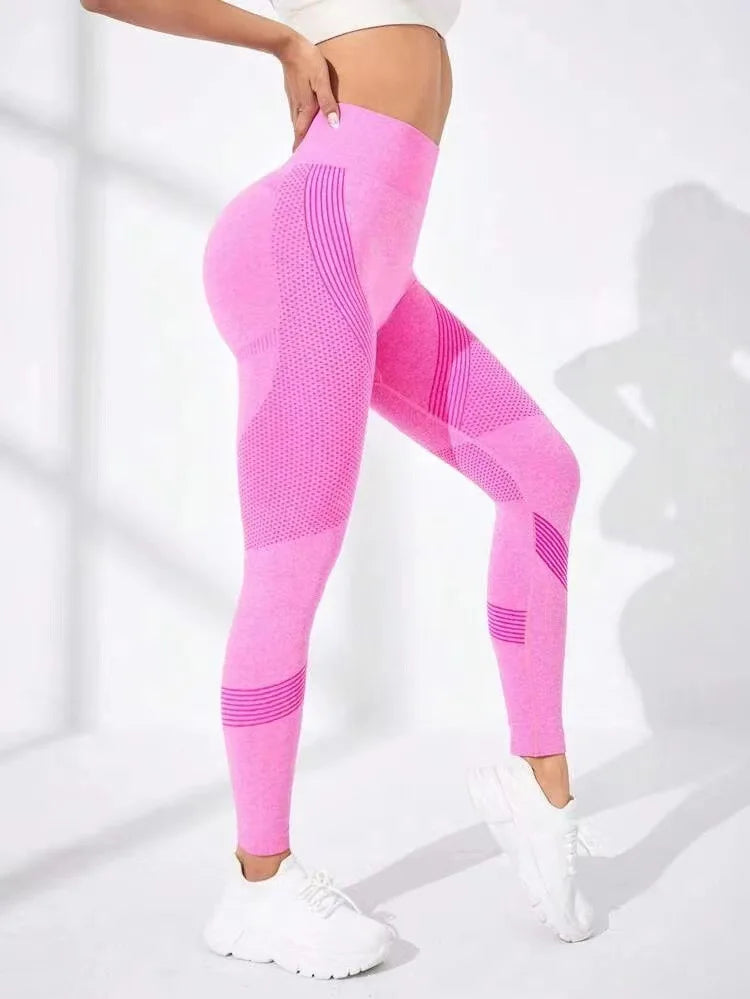 Leggings deportivos de cintura alta con rayas y malla para mujer, levantan glúteos y cadera, ideales para entrenamiento al aire libre, correr, yoga y gimnasio.