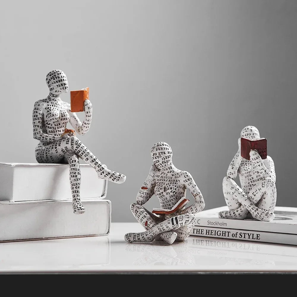 Decoración de estantería de escritorio para el hogar, mujer leyendo, artesanías de resina, pequeños adornos