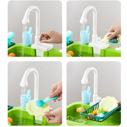 Fregadero de cocina para niños, lavavajillas eléctrico, juguete con agua corriente, juego de simulación, comida, pesca, juego de rol, regalo para niñas