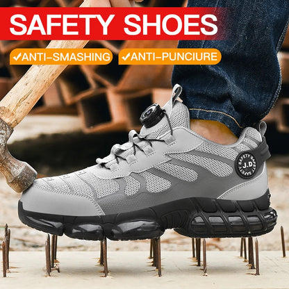 Zapatos de seguridad con puntera de acero LARNMERN para hombre y mujer, anchos, ligeros, cómodos, tipo tenis, de trabajo, coloridos.