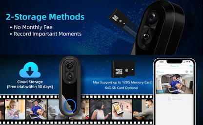 Videoportero inalámbrico 5G/2.4G WiFi 1080P con cámara de intercomunicación inteligente, compatible con la aplicación Tuya, resistente al agua IP65 y batería de 7000 mAh.