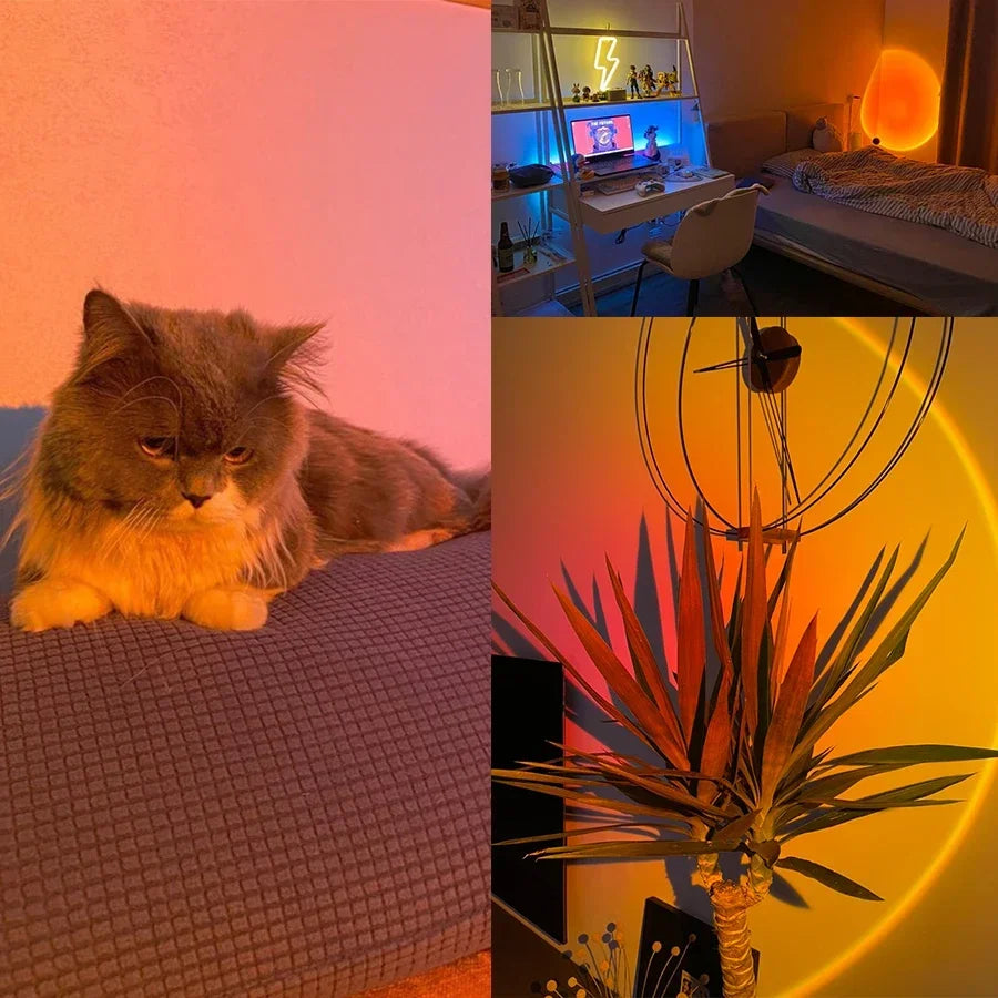 Proyector de luz nocturna LED con atmósfera de atardecer, lámpara de CA de 220 V, enchufe europeo para dormitorio, sala de estar, regalo, decoración de fondo, iluminación