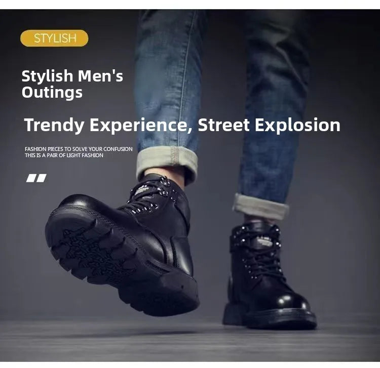 Botas de hombre de piel suave con forro interior, informales, para otoño e invierno, de alta calidad, versátiles, cómodas y que combinan con todo.