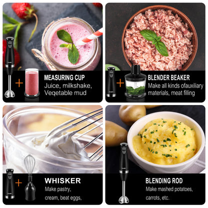 Batidora de mano de acero inoxidable 3 en 1, batidora eléctrica de inmersión con bol, picadora de carne y verduras, batidora Sonifer