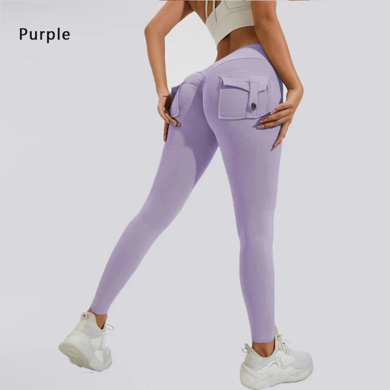 Pantalones de yoga DIAS FIT JOY de nailon, con bolsillo en los glúteos, ajustados, para mujer, deportivos, de fitness, realzan la cadera, transpirables, sin línea en T.