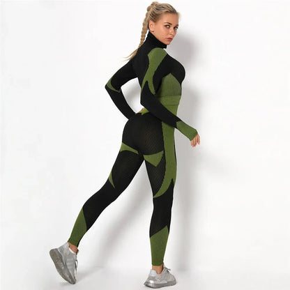 Conjunto de 3 piezas de yoga sin costuras, chaleco deportivo de fitness, pantalones de cintura alta que levantan la cadera, ropa de entrenamiento, conjunto de leggings de gimnasio para mujer