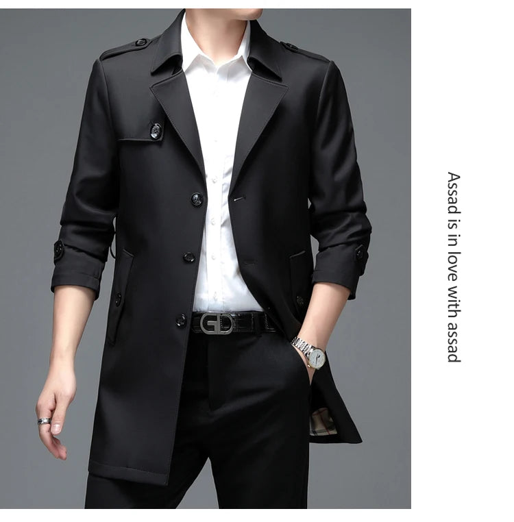 Gabardina de hombre, estilo casual o de negocios, ideal para otoño. Chaqueta larga estilo británico, versátil y con cuello de traje. Nueva prenda urbana.