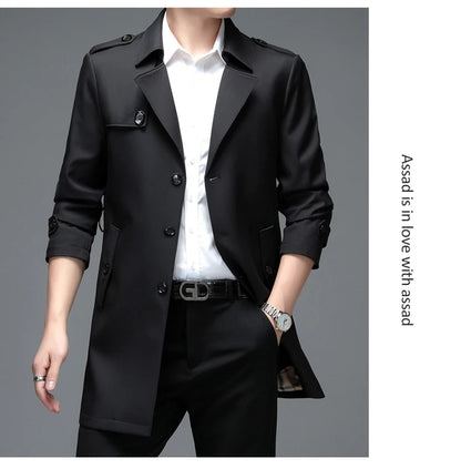 Gabardina de hombre, estilo casual o de negocios, ideal para otoño. Chaqueta larga estilo británico, versátil y con cuello de traje. Nueva prenda urbana.