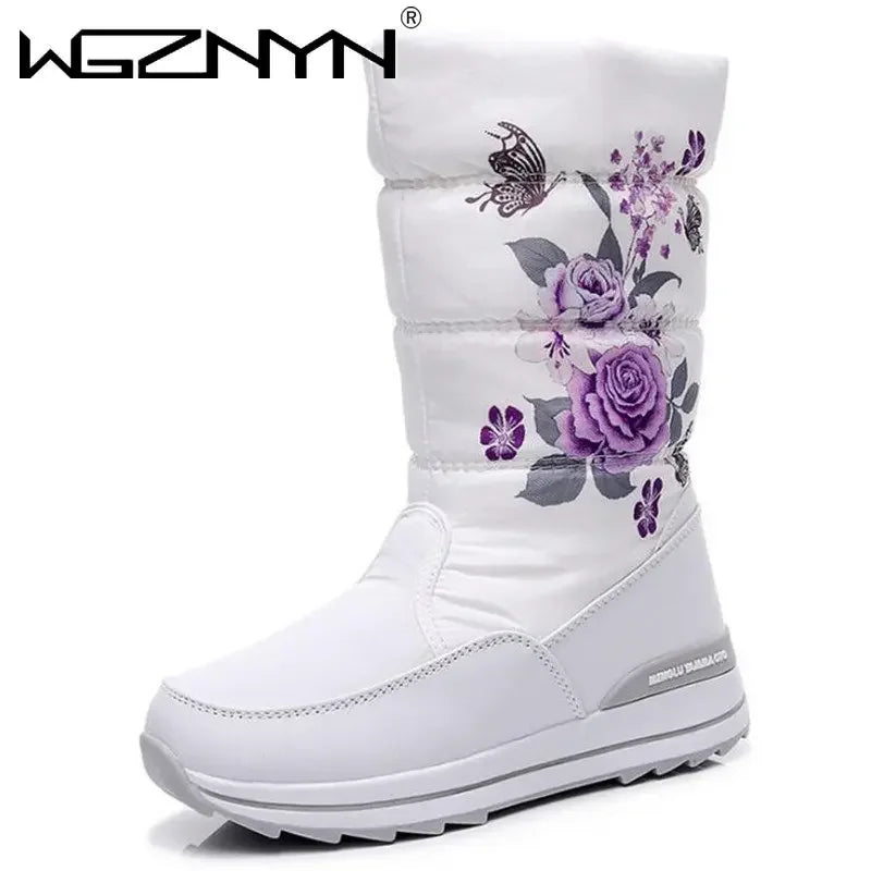 Botas de nieve para mujer, botas de invierno con plataforma, botas gruesas de felpa, impermeables y antideslizantes, zapatos de invierno de moda para mujer, botas cálidas de piel para mujer