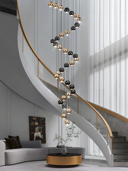Lámparas colgantes modernas para escalera de apartamento, iluminación LED para sala de estar, pasillo de villa, luces colgantes para escalera, candelabro esférico para vestíbulo.