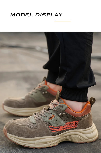 Zapato de trabajo antiperforación para hombre, zapatillas de trabajo de seguridad transpirables con puntera de acero, zapatos indestructibles, botas de trabajo transpirables.