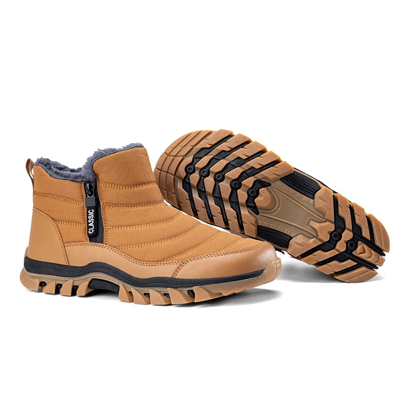 Botas de hombre para mantener el calor, zapatos de invierno para hombre, botines impermeables, zapatos de piel, botas de nieve, zapatos casuales de invierno, botines para hombre