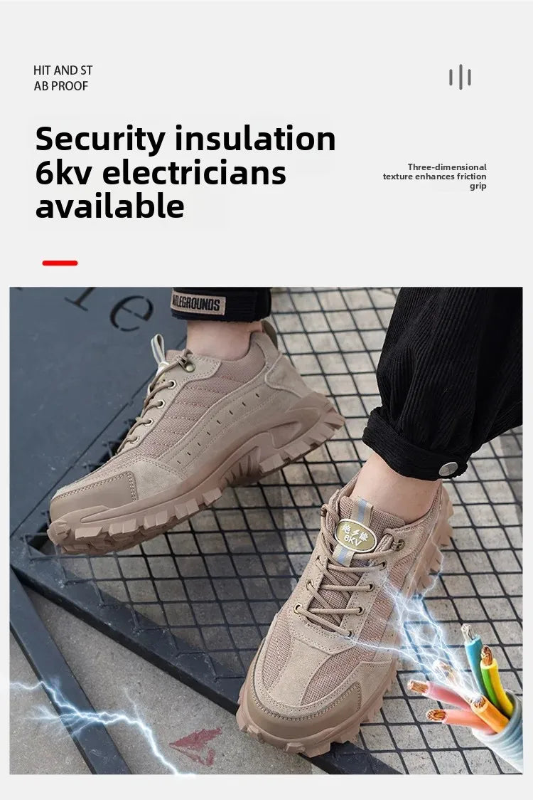 Spring New Men's Steel Toe Safety Shoes Breathable Work Shoes Anti Crush And Piercing High Temperature Resistant Wear Proof