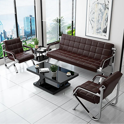 Combinación de sofá y mesa de centro para oficina comercial Recepción empresarial Invitados para reuniones sencillas Oficina moderna de hierro forjado para tres personas