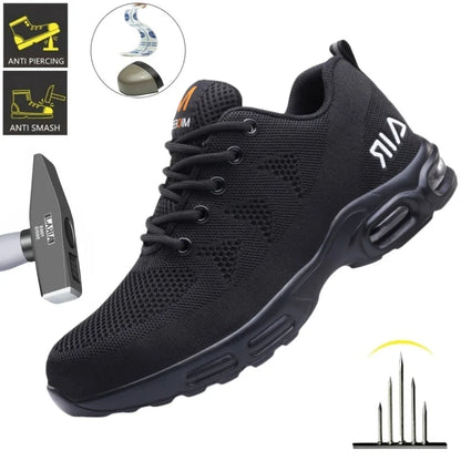 Calzado de seguridad para hombre, botas de trabajo ligeras, zapatillas con cámara de aire, zapatos de trabajo antiperforación, zapatos indestructibles con puntera de acero.