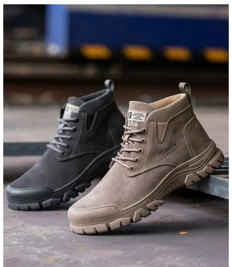 Zapatos de seguridad para hombre, antiperforación, indestructibles, zapatos de trabajo de moda, zapatos de trabajo para exteriores, botas con puntera de acero.