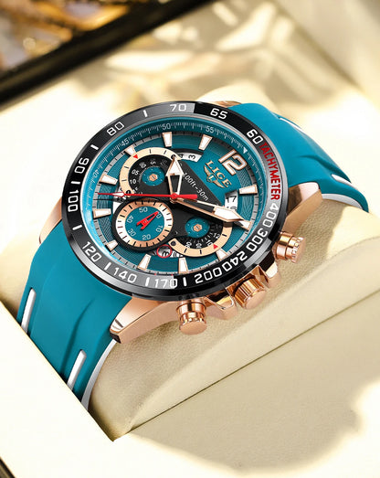 Reloj LIGE original para hombre, deportivo, de negocios, multifuncional, con calendario y código de tiempo, correa de silicona, reloj de cuarzo de marca de lujo para hombre