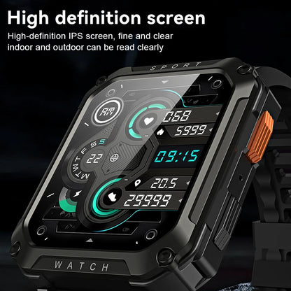 FOXBOX 2025 Reloj inteligente militar para exteriores para hombre, con Bluetooth, llamadas, deportivo, resistente al agua, asistente de voz, reloj de fitness para hombre, nuevo