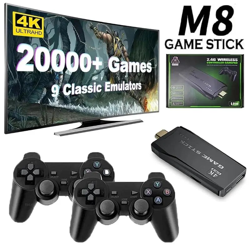 Consola de videojuegos con 20.000 juegos integrados, mando inalámbrico, TV Game Stick 4K HD, minireproductor de juegos portátil retro