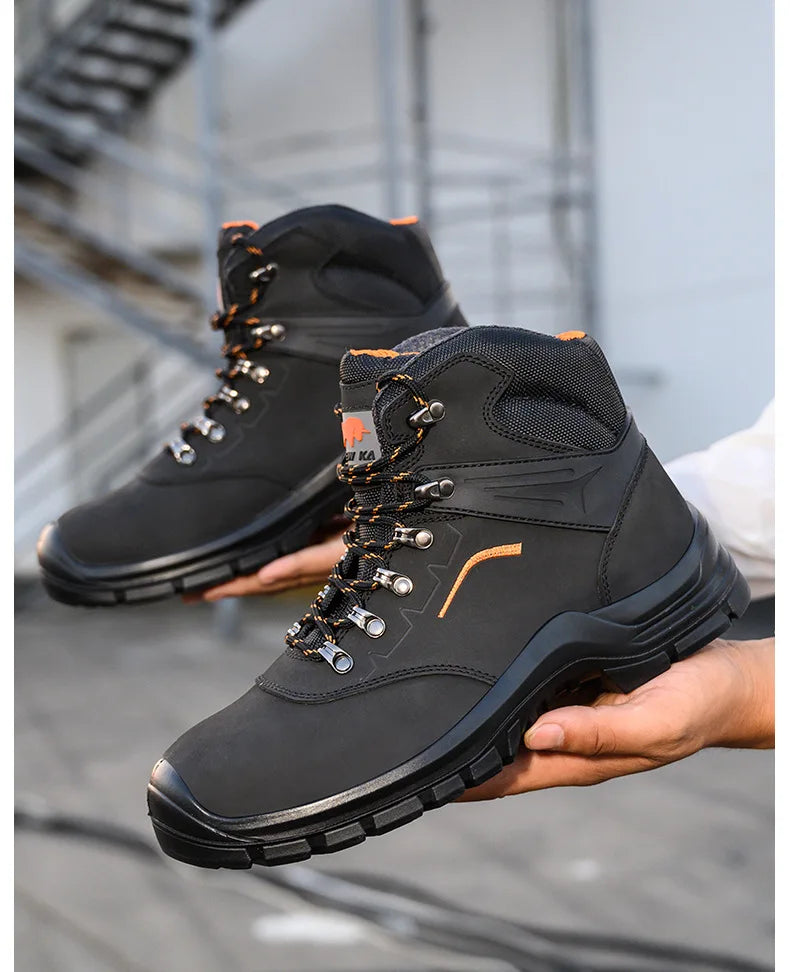 Zapatos de trabajo de cuero antiestáticos, de protección laboral, antiaplastamiento, antipinchazos, antideslizantes, antipolvo y resistentes al desgaste para hombre.