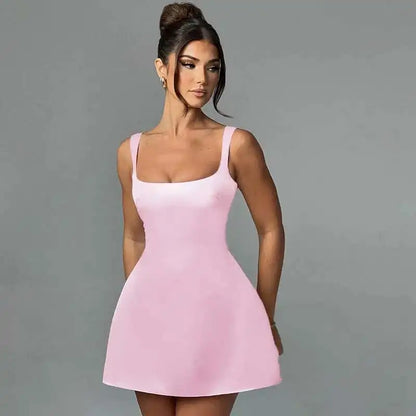 Townlike Waist Wrap Elegant A-line Dress Women Spaghetti Strap Mini 2024 Spring Summer Dress Backless Sexy Party Dresses