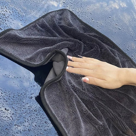 Toalla de microfibra para limpieza de autos de 1200 g/m²/600 g/m², de doble cara, súper absorbente, resistente a rayones y con pelusa suave.