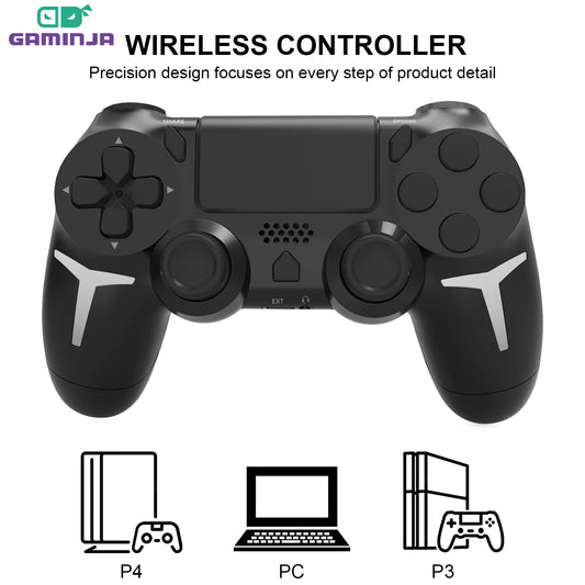GAMINJA Giroscopio de 6 ejes con doble vibración y panel táctil, mando inalámbrico Bluetooth para PS4, PS3, consola, ordenador y PC