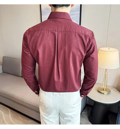 Camisa de hombre de color liso de alta calidad, 55 % algodón y 45 % lino, transpirable y con absorción de sudor, de manga larga. Tallas M-4XL.