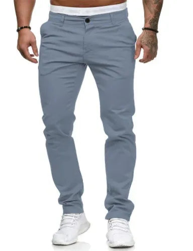 Pantalones casuales para hombre, estilo lápiz con patchwork, corte ajustado, largo hasta el tobillo, cierre de cremallera, bolsillos casuales, cintura media, color liso 2025