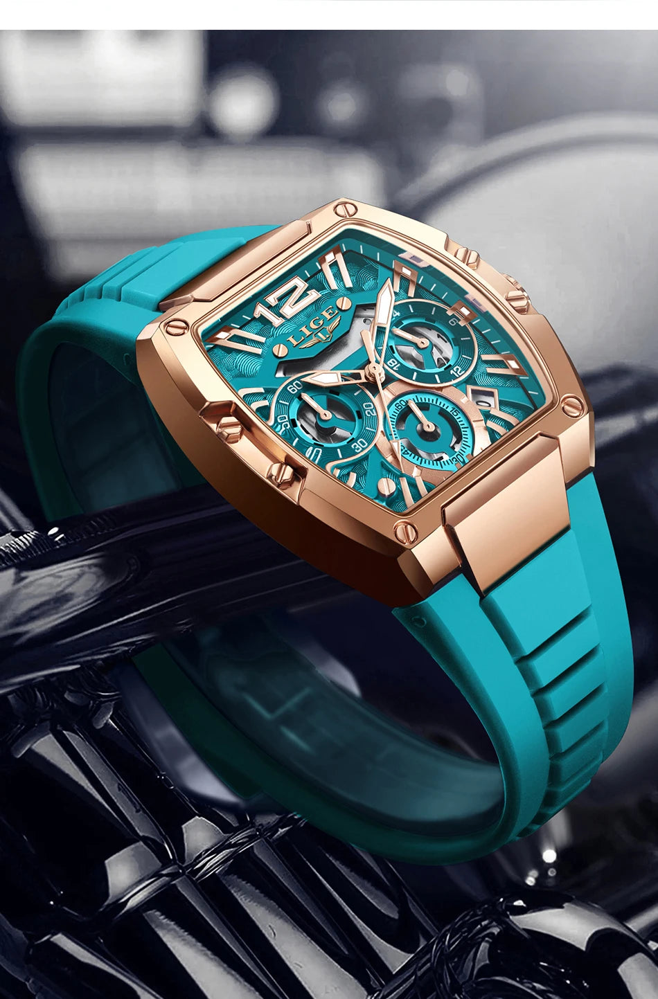 LIGE Reloj de cuarzo sencillo para hombre, correa de silicona, deportivo, informal, para exteriores, calendario, luminoso, resistente al agua, hueco, nuevo