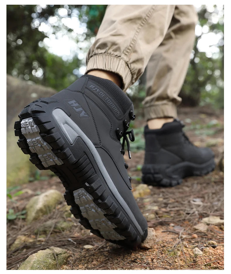 Botas altas de cuero para hombre, transpirables, para combate en el desierto, para exteriores, antideslizantes, para senderismo, motociclistas, botines de trabajo