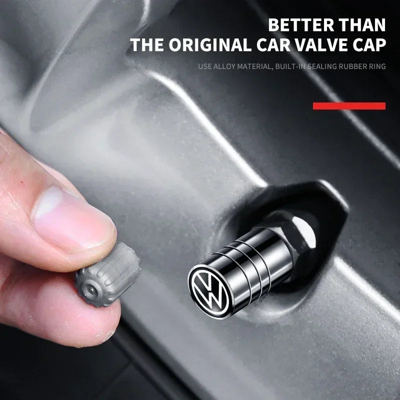 4 tapas de válvula de neumático de coche, emblema de metal, funda para VW, Volkswagen, Golf, Polo, Passat, Touran, accesorios de estilo de coche.