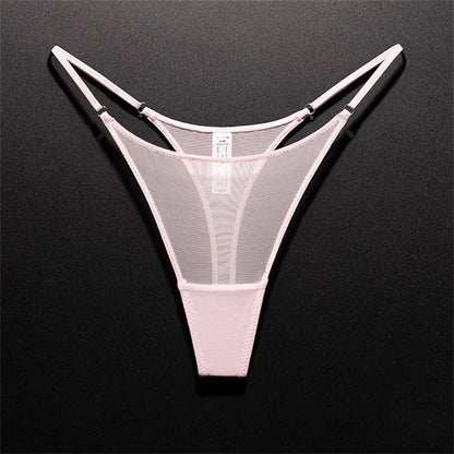 Tanga de mujer con abertura alta sin costuras, malla ultrafina, ropa interior sexy, gasa transparente, deportiva, fitness, talla grande