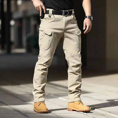 Pantalones tácticos militares urbanos para hombre, estilo cargo, con múltiples bolsillos, impermeables, resistentes al desgaste, ideales para entrenamiento informal.