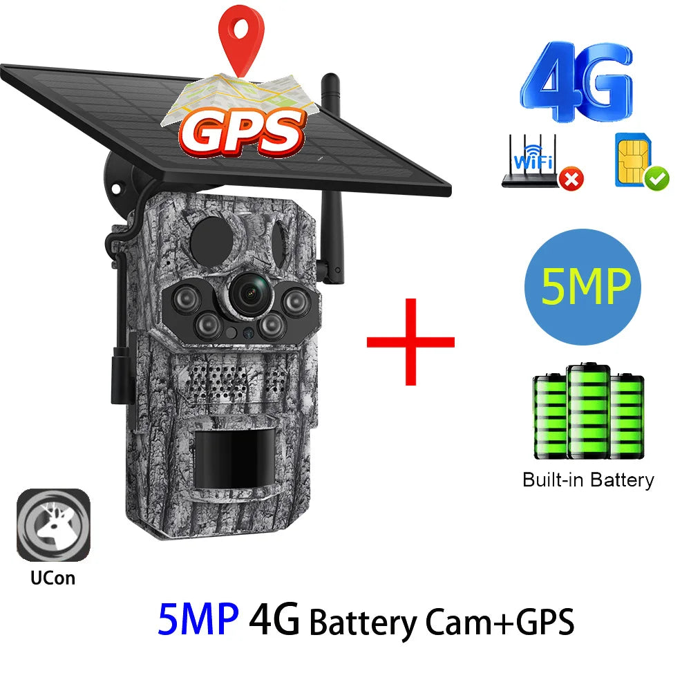 Cámara INQMEGA4G 2K 5MP con sensor de movimiento PIR, temporizador de disparo, visión nocturna, IP66, ideal para caza, senderismo, fauna silvestre, con batería y carga solar.