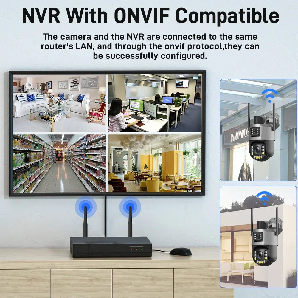 Cámara PTZ de 8 MP con zoom 50x, Wi-Fi, doble lente, 4K, zoom 20x, cámara de vigilancia exterior, visión infrarroja de largo alcance (120 m), compatible con ONVIF.