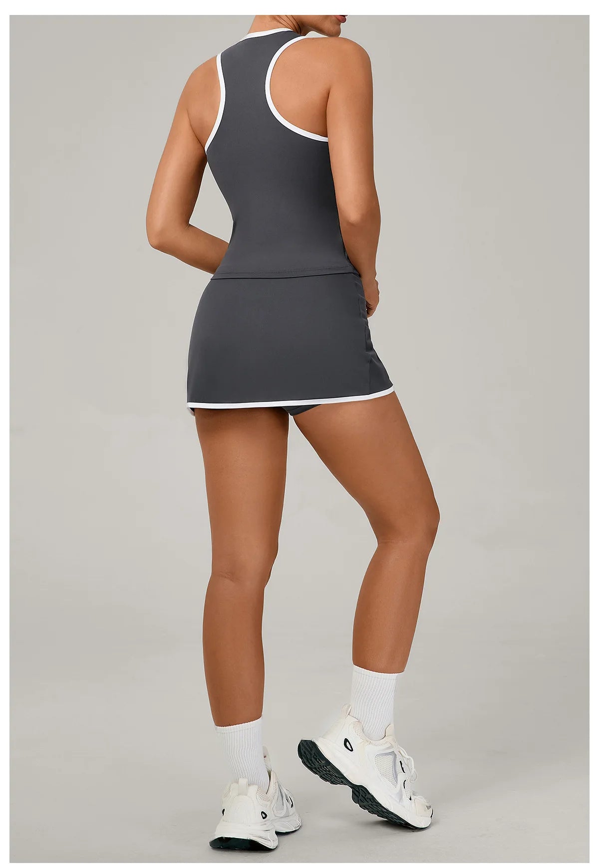 Conjunto de falda de yoga para mujer, conjunto deportivo de tenis, camiseta sin mangas deportiva de secado rápido, ropa de yoga de cintura alta antiexposición, ropa deportiva de fitness para yoga