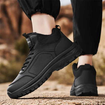 Botas de nieve de gran tamaño para hombre, zapatos de invierno de algodón, botines, zapatos de trabajo para hombre, botas de cuero impermeables de alta calidad, Bota Masculina