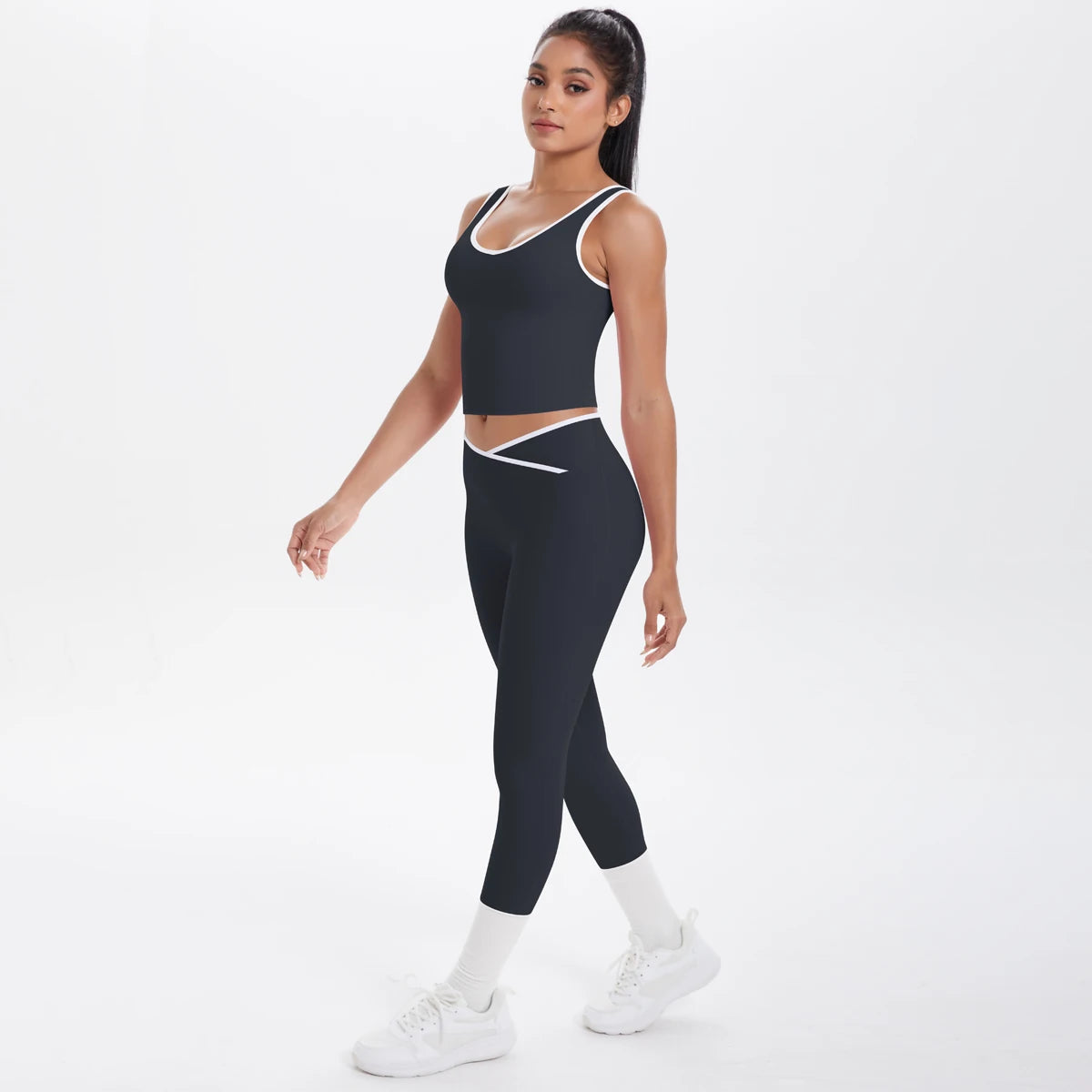 Conjunto de 2 piezas de pantalones de yoga con espalda descubierta y leggings para correr, de cintura alta, con estampado de melocotón y glúteos, para fitness y deportes.