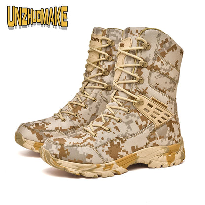 Botas tácticas de camuflaje para hombre, impermeables, para trabajo, seguridad, montañismo, botines, botas para exteriores.
