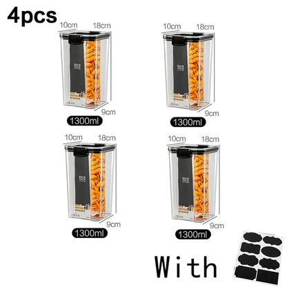 Juego de contenedores de alimentos para mascotas, caja de almacenamiento de 460-1800 ml, transparente, apilable, para cocina, seco, para espaguetis y fideos, recipientes sellados.