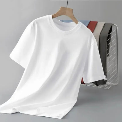 Camiseta de manga corta de color liso para hombre, corte entallado, clásica, versátil, interior, adelgazante, para verano, 2024