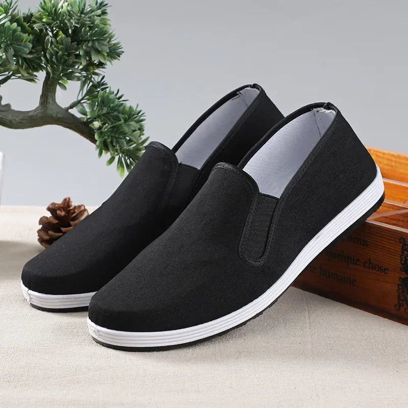 Zapatos de tela para hombre de Beijing, zapatos de trabajo de nuevo estilo, suela de goma, zapatos de tela negros, zapatos de trabajo de un solo paso, zapatos casuales de punta redonda transpirables