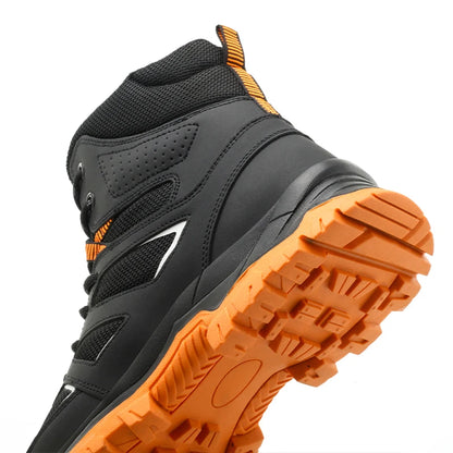 Zapatos de seguridad para hombre, antideslizantes, antiperforación, antiaplastamiento, con puntera de acero, botas de trabajo de caña alta, para taller de forja.