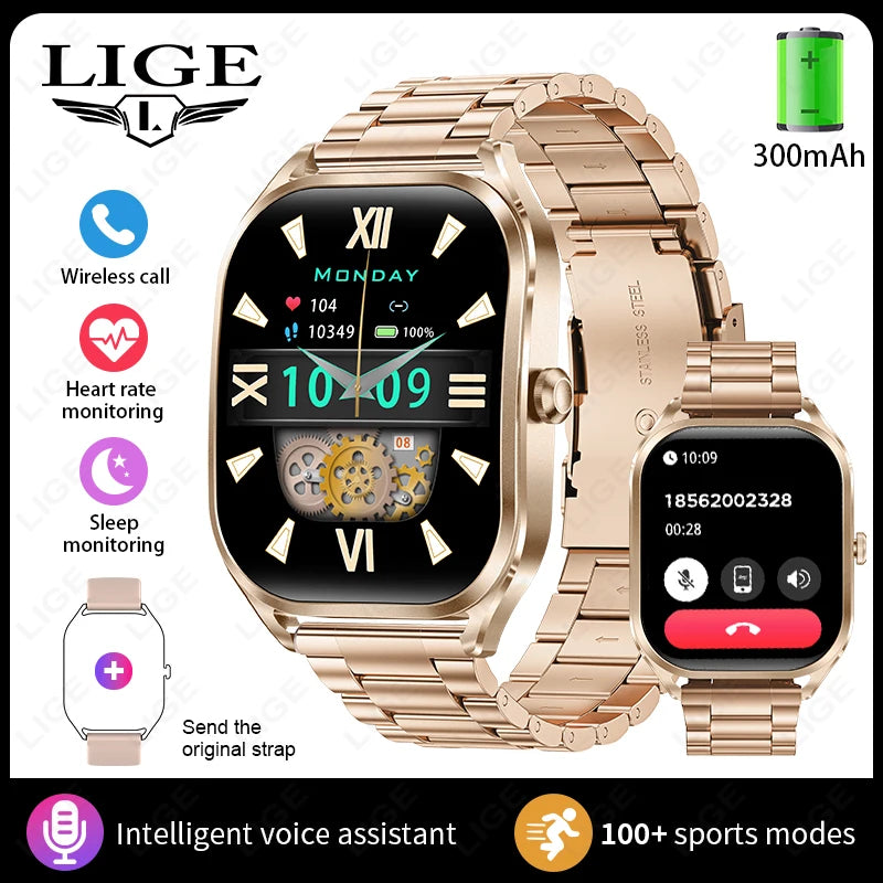 Reloj inteligente FOXBOX para mujer, con pantalla curva 3D, Bluetooth, llamadas, deportivo, resistente al agua, monitor de salud, para hombre y mujer.