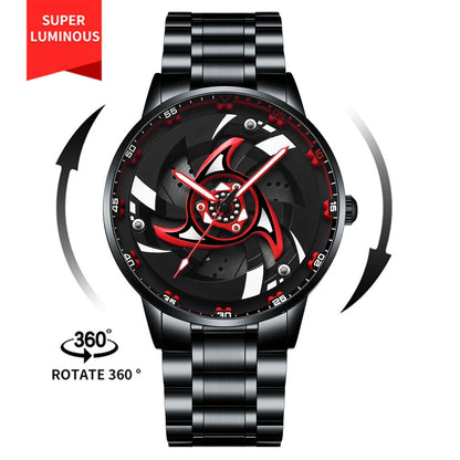 Reloj de cuarzo con esfera giratoria caleidoscopio Sharingan, esfera de anime japonés 3D, reloj de marca superior de lujo, resistente al agua, reloj de moda para hombre.
