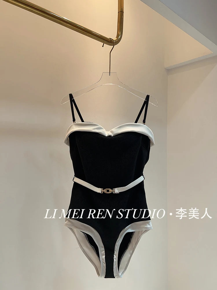 Nuevo traje de baño de una pieza de camisola de punto de lujo para mujer