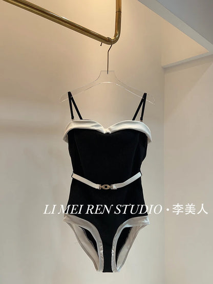 Nuevo traje de baño de una pieza de camisola de punto de lujo para mujer